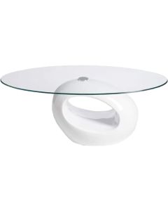 GMH-CT-15 - Designer Oval Coffee Table – Modern Unique Design, Glass Top & Fibreglass Base