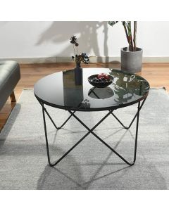 GMH-CT-16 -  Round Glass Coffee Living Room Low Tea Metal Frame Side Table