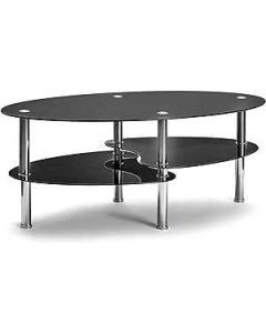 GMH-CT-4 - Oval Glass Coffee Table with Mirrored Finish Stainless