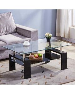 GMH-CT-5 - Rectangle Glass Coffee Tables High Gloss Storage Side Table
