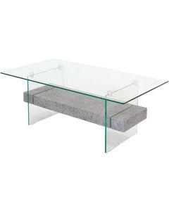GMH-CT-9 - Glass Coffee Table with Stone Effect Shelf